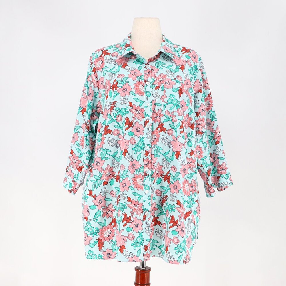 LANDS' END Set of 2 Women's No-Iron Supima Cotton Button Down Shirt Size 24W - Picture 5 of 9